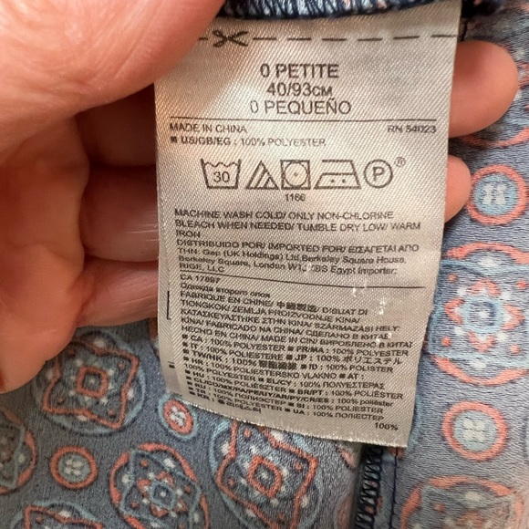 NWOT Banana Republic Dress Foulard Flounce Drop Waist. Navy Red Orange.Size 0P. - Picture 6 of 9